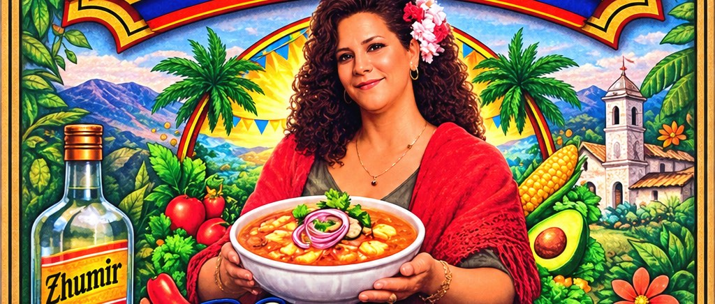 Ilustración de la carta de Marianita: un plato de encebollado servido en casa